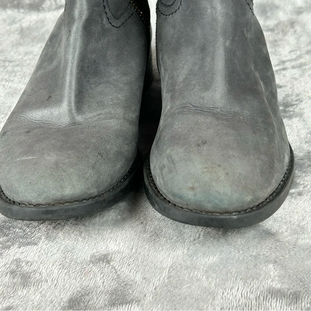 J Crew Leather Riding Boots Knee High Womens‎ 7 Charcoal Gray Soft Leather Italy